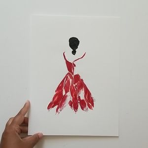 Wall Art | Acrylic painting, red dress